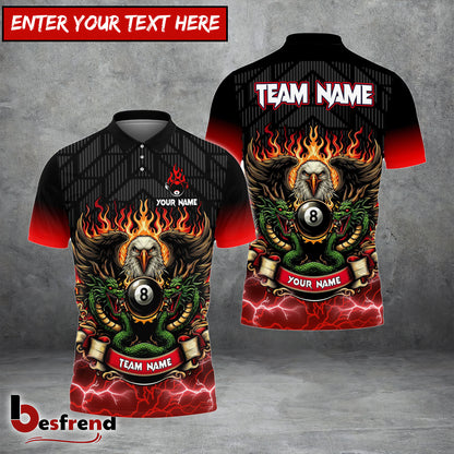 Besfrend  Billiards Ball 8 Eagle Dragon Personalized Name Team Name Unisex Shirt 4 Colors