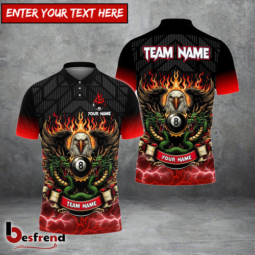 Besfrend  Billiards Ball 8 Eagle Dragon Personalized Name Team Name Unisex Shirt 4 Colors