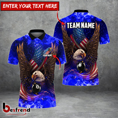 Besfrend  Billiards Ball 8 Eagle US Flag Pattern Personalized Name Team Name Unisex Shirt  6 Colors