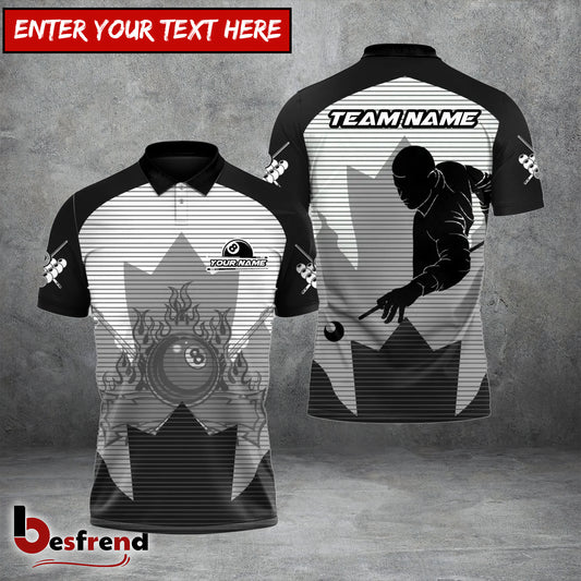 Besfrend  Billiards Ball 8 Fire Cue Master Customized Name Team Name 3D Shirts 2 Colors