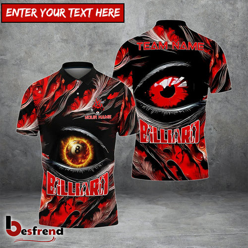 Besfrend  Billiards Ball 8 Fire Eye Personalized Name Team Name Unisex Shirt 4 Colors