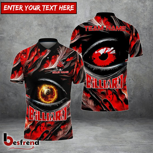 Besfrend  Billiards Ball 8 Fire Eye Personalized Name Team Name Unisex Shirt 4 Colors
