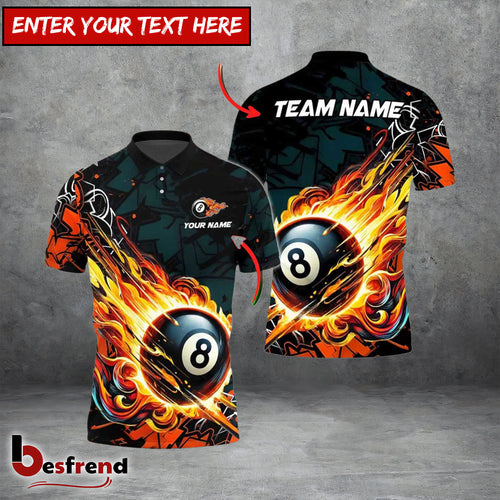 Besfrend  Billiards Ball 8 Fireball Magic Personalized Name Shirt 4 Colors