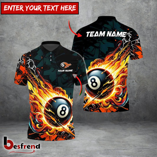 Besfrend  Billiards Ball 8 Fireball Magic Personalized Name Shirt 4 Colors
