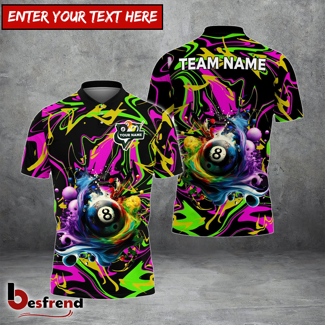 Besfrend  Billiards Ball 8 Graffiti Splash Paint Personalized Name Team Name Shirt
