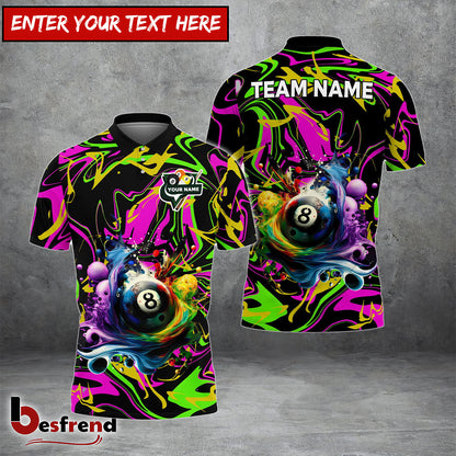 Besfrend  Billiards Ball 8 Graffiti Splash Paint Personalized Name Team Name Shirt