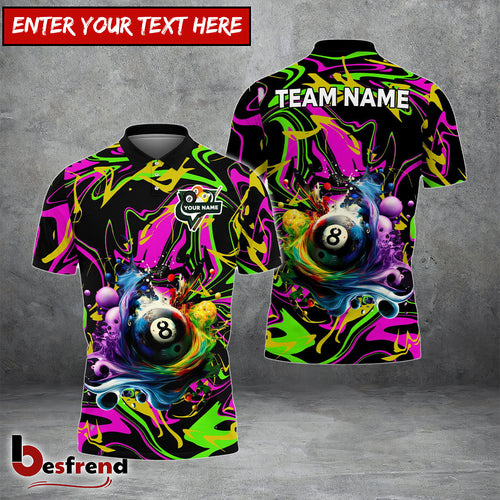 Besfrend  Billiards Ball 8 Graffiti Splash Paint Personalized Name Team Name Shirt