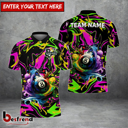 Besfrend  Billiards Ball 8 Graffiti Splash Paint Personalized Name Team Name Shirt