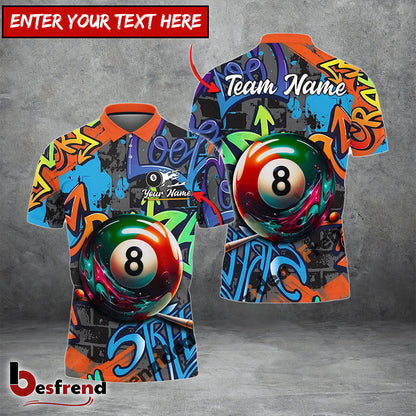 Besfrend  Billiards Ball 8 Graffiti Street Personalized Name Team Name Unisex Shirt  4 Colors