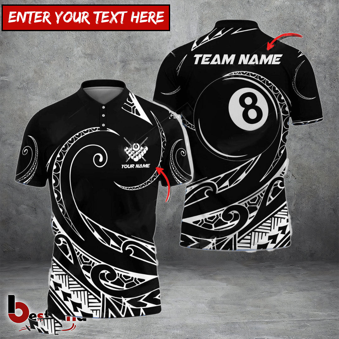 Besfrend  Billiards Ball 8 Hawaii Polynesian Personalized Name Team Name Unisex Shirt  4 Colors