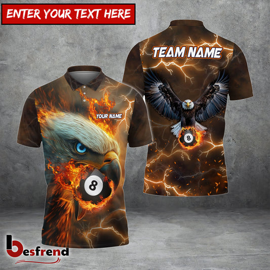 Besfrend  Billiards Ball 8 Hawk Fire Personalized Name Team Name Unisex Shirt 4 Colors S