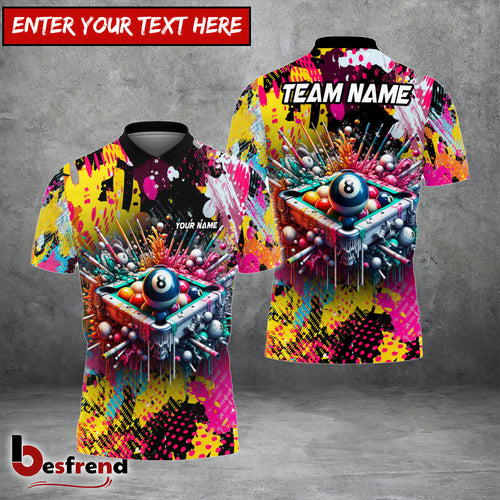 Besfrend  Billiards Ball 8 Pool Graffiti Personalized Name And Team Name Shirt