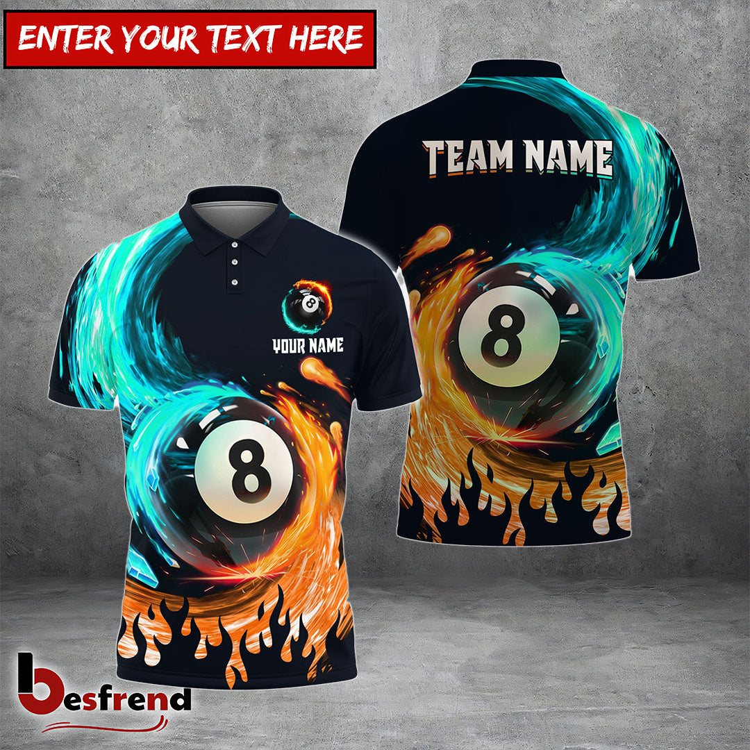 Besfrend  Billiards Ball 8 Spinning Paint Personalized Name Team Name Unisex Shirt  4 Colors