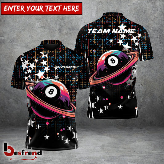 Besfrend  Billiards Ball 8 Star Galaxy Personalized Name And Team Name Shirt