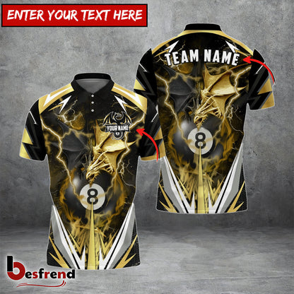 Besfrend  Billiards Ball 8 Thunder Space Dragon Personalized Name Team Name Unisex Shirt  6 Colors