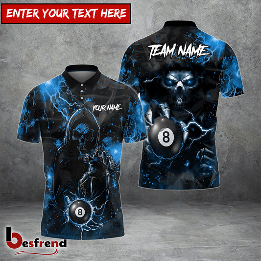 Besfrend  Billiards Ball 8 Thunder Sparks Personalized Name Team Name Unisex Shirt  6 Colors
