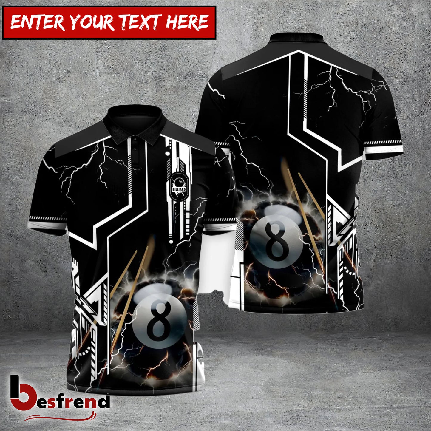 Besfrend  Billiards Ball 8 Thunderstorm 3D Shirt