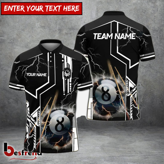 Besfrend  Billiards Ball 8 Thunderstorm Personalized Name Shirt 4 Colors