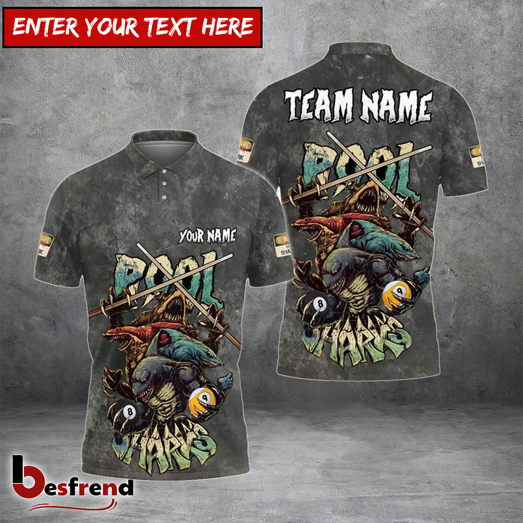 Besfrend  Billiards Ball 8  9 Pool Sharks Washed Pattern Personalized Name Team Name Unisex Shirt 4 Colors