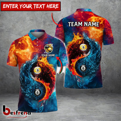 Besfrend  Billiards Ball 8  9 Yin-Yang Elements Personalized Name Team Name Unisex Shirt 4 Colors
