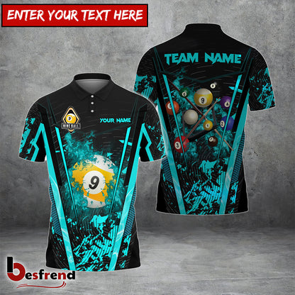 Besfrend  Billiards Ball 9 Abstract Grunge Texture Personalized Name Team Name Unisex Shirt  6 Colors