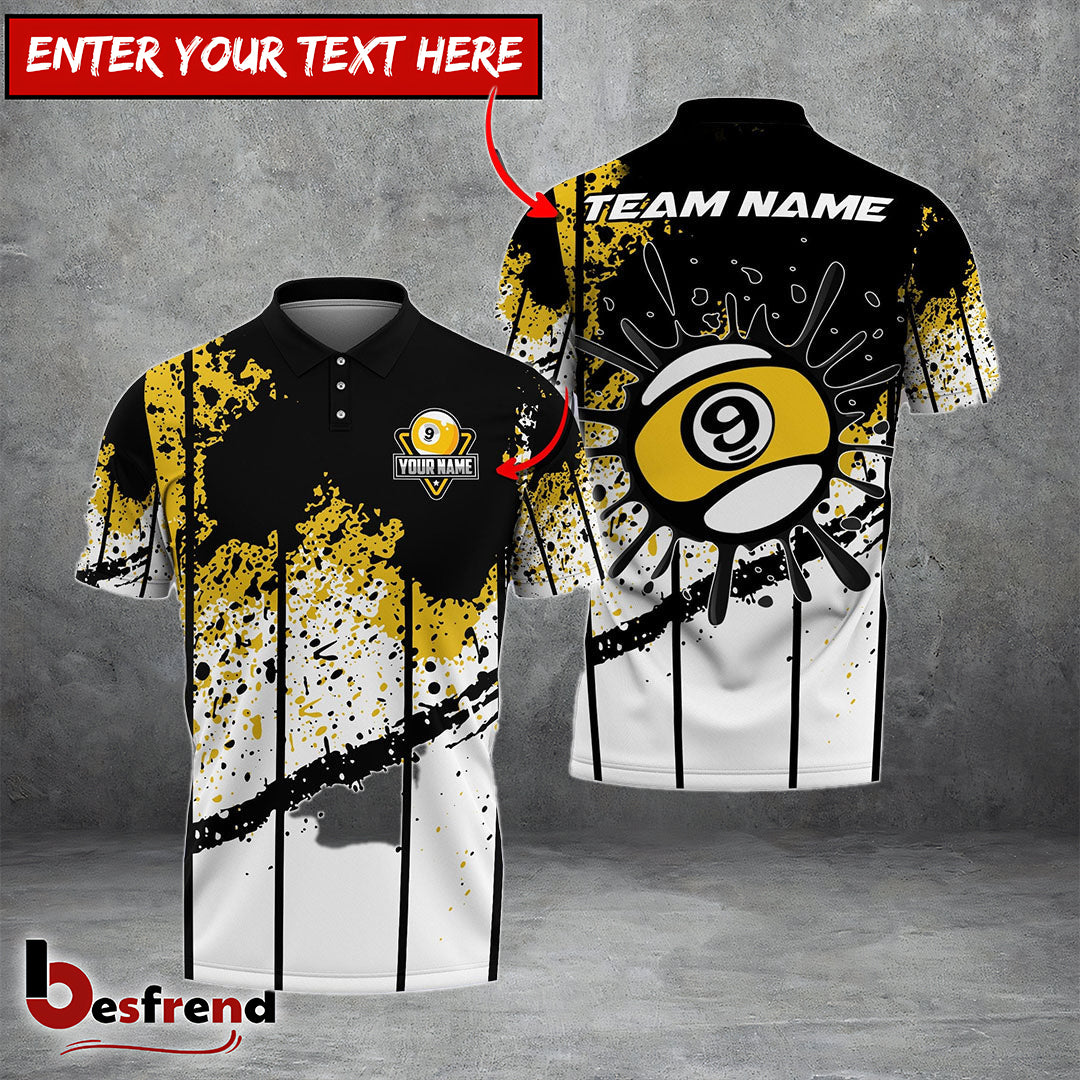 Besfrend  Billiards Ball 9 Art Personalized Name Team Name Unisex Shirt
