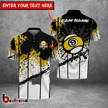 Besfrend  Billiards Ball 9 Art Personalized Name Team Name Unisex Shirt