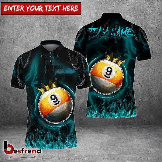 Besfrend  Billiards Ball 9 Chain King Personalized Name Team Name Unisex Shirt  4 Colors
