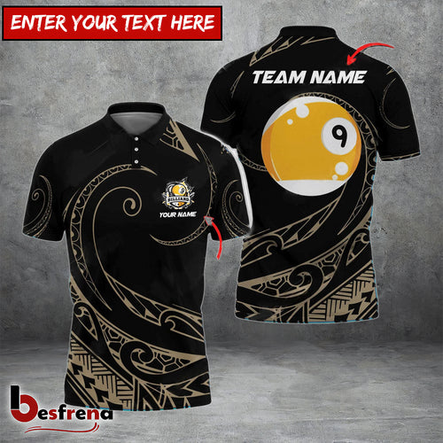 Besfrend  Billiards Ball 9 Hawaii Polynesian Personalized Name Team Name Unisex Shirt  4 Colors