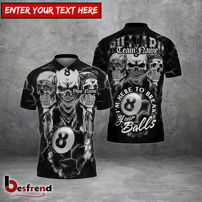 Besfrend  Billiards Ball Skull Personalized 3D Shirt