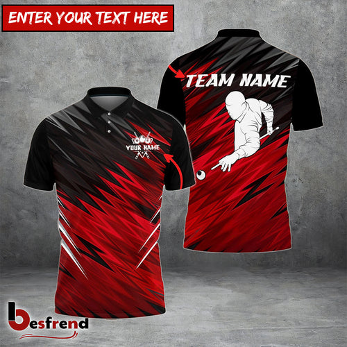 Besfrend  Billiards Black And Red Lightning Personalized Shirt