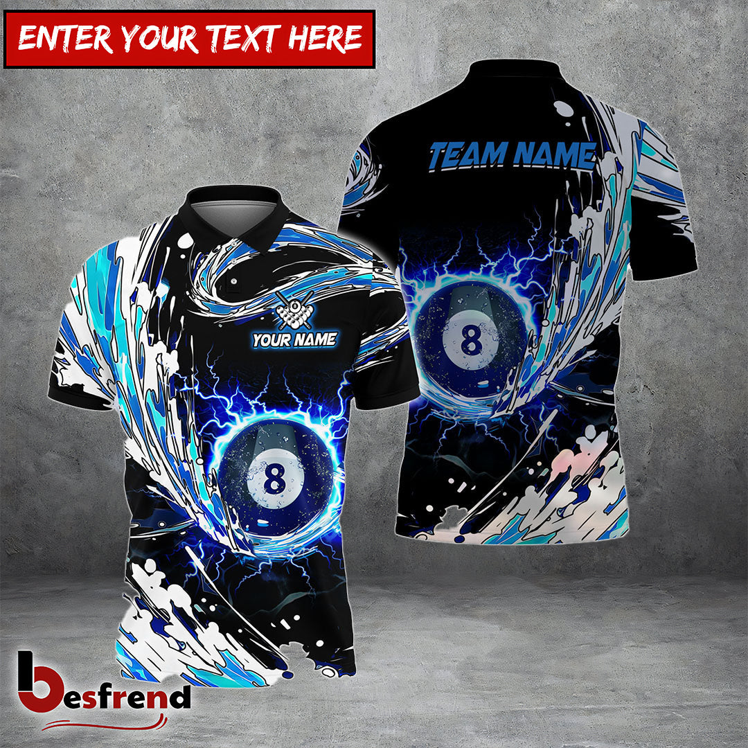 Besfrend  Billiards Blue Wave Personalized Name Team Name Unisex Shirt