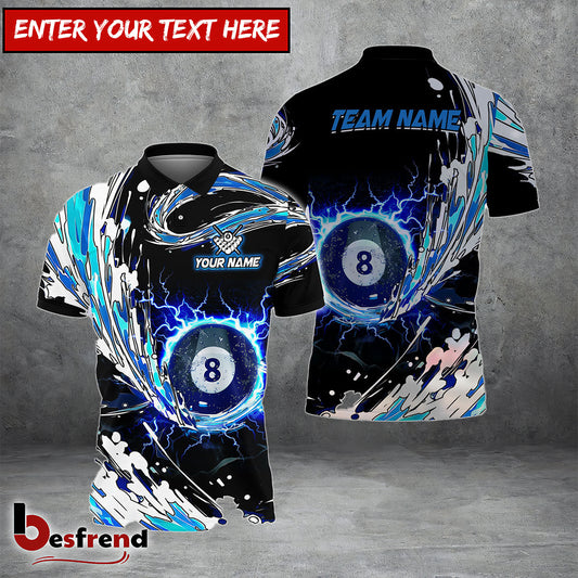 Besfrend  Billiards Blue Wave Personalized Name Team Name Unisex Shirt