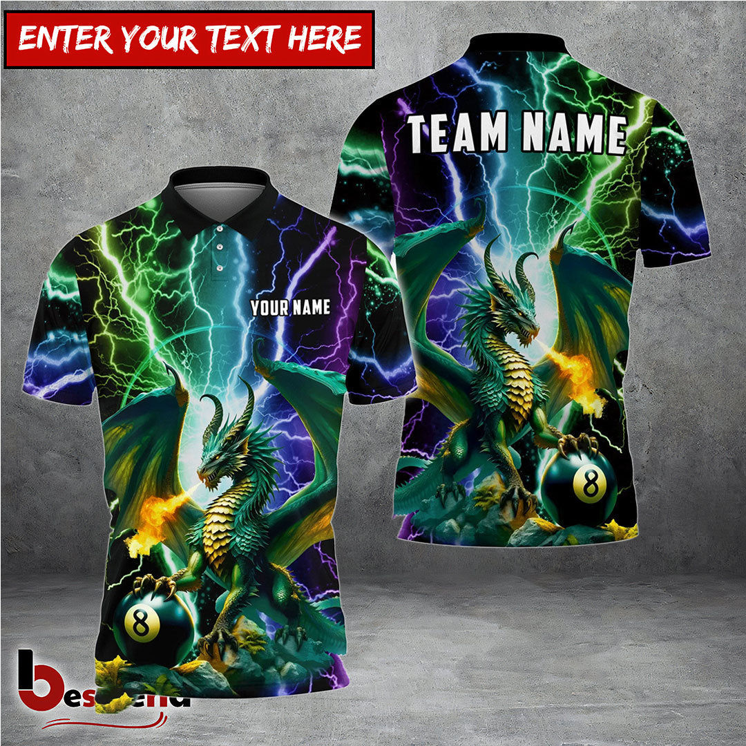 Besfrend  Billiards Dragon Lighting Personalized Name Team Name Shirt