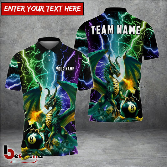 Besfrend  Billiards Dragon Lighting Personalized Name Team Name Shirt