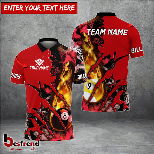 Besfrend  Billiards Flame Smoke Pattern Personalized Unisex Shirt