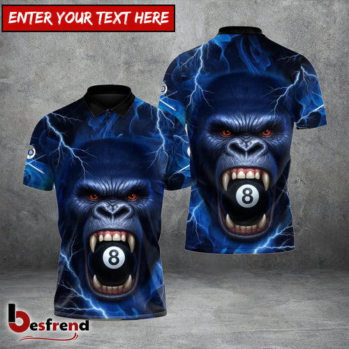 Besfrend  Billiards Gorilla 8Ball Fury Custom Name Team Name 3D Shirt