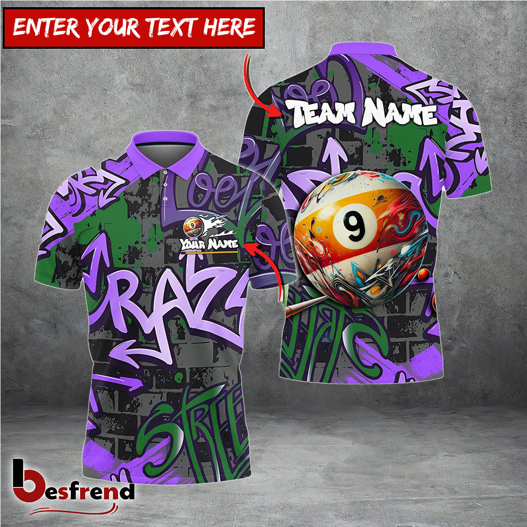 Besfrend  Billiards Graffiti 9 Ball Personalized Shirt