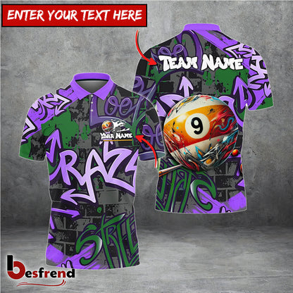 Besfrend  Billiards Graffiti 9 Ball Personalized Shirt