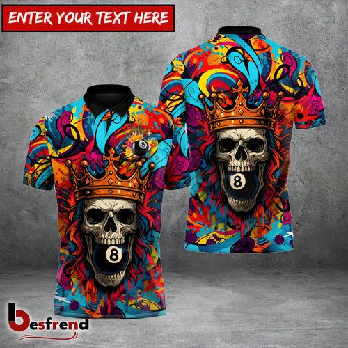 Besfrend  Billiards Graffiti Skull King 8 Ball Custom Name Team Name 3D Shirt