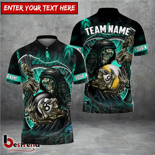 Besfrend  Billiards Green Reaper Personalized Name Team Name Unisex Shirt