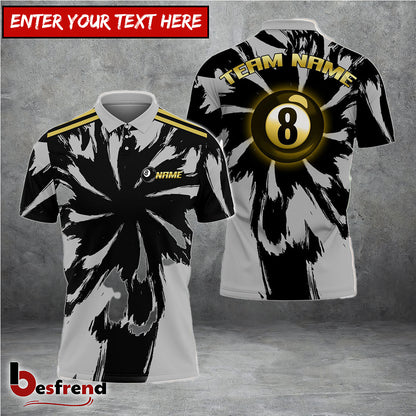 Besfrend  Billiards Grey Storm Personalized Name Shirt