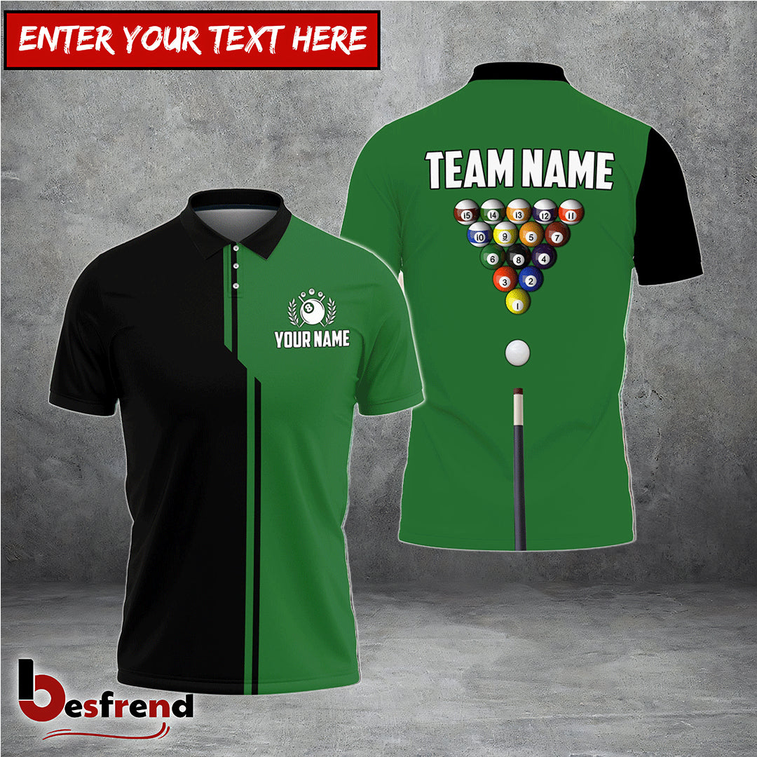 Besfrend  Billiards Half Black Personalized Name Team Name Polo Shirt 6 Colors
