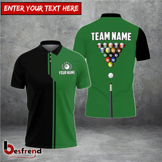 Besfrend  Billiards Half Black Personalized Name Team Name Polo Shirt 6 Colors