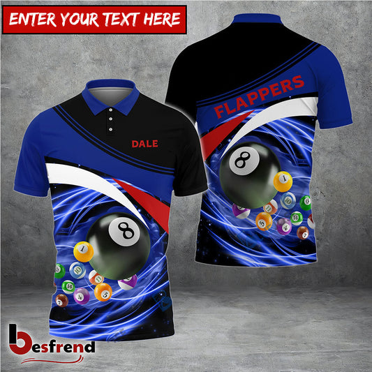 Besfrend  Billiards Navy Red and White Personalized 3D Shirt