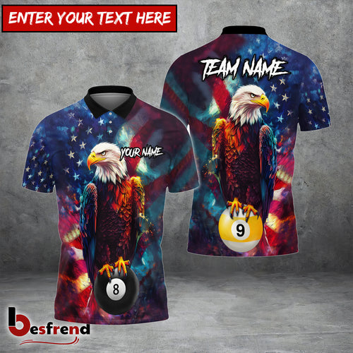 Besfrend  Billiards Patriot’s Pool 8 ball and 9 ball Customized Name Team Name 3D Shirt