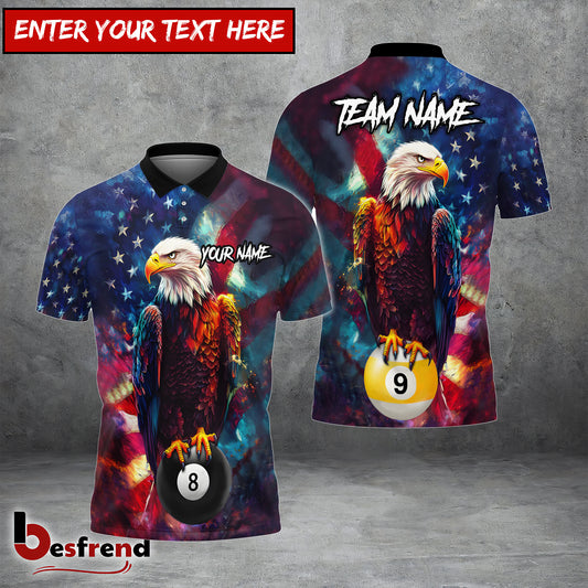 Besfrend  Billiards Patriot’s Pool 8 ball and 9 ball Customized Name Team Name 3D Shirt