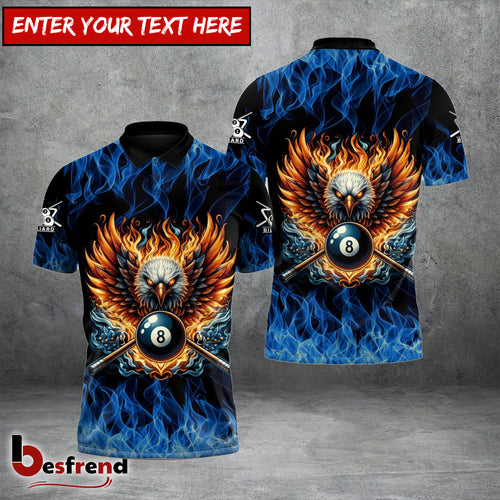 Besfrend  Billiards Phoenix Eagle 8 Ball Pool Custom Name Team Name 3D Shirt 4 Colors