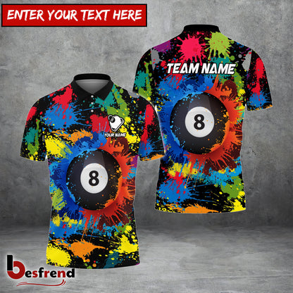 Besfrend  Billiards Pool 8 Ball Graffiti Custom Name Team Name Shirt