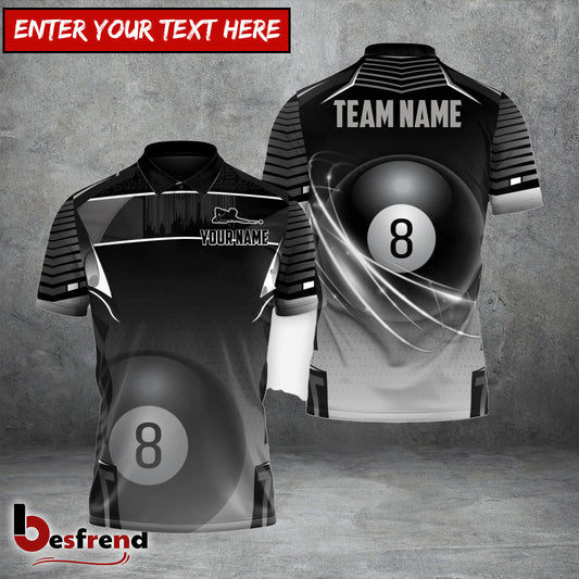 Besfrend  Billiards Pool 8 Classic Personalized Name Team Name Shirt 4 Colors